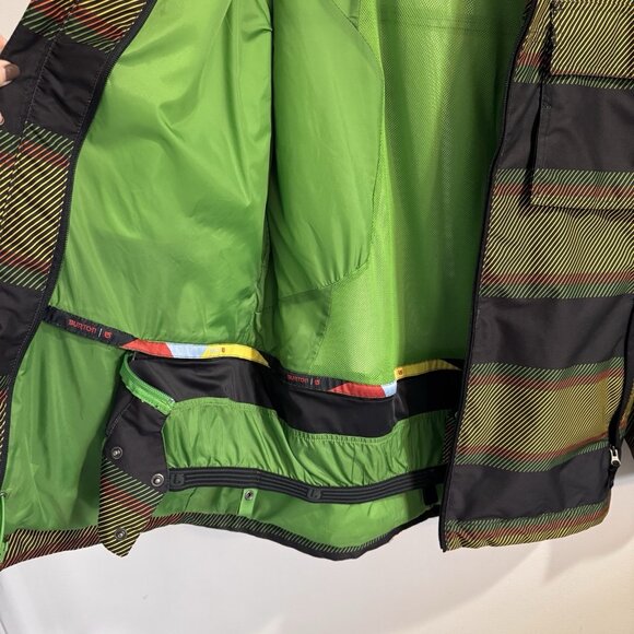 Burton Jacket Coat Snowboarding Skiing Mens L Dryride Multicolor Striped Hooded - Picture 7 of 10